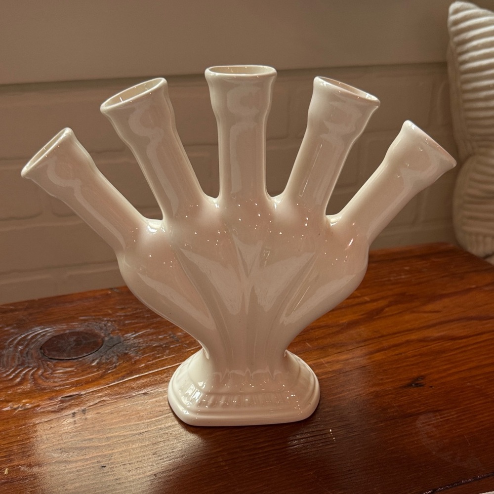 Vintage Spode Porcelain Five Finger/Tulipiere Vase, Made in England, White Vase